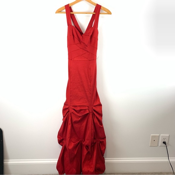 Vintage Jessica McClintock Red Formal Dress Drop Waist Open Back Size 4 - Picture 1 of 15